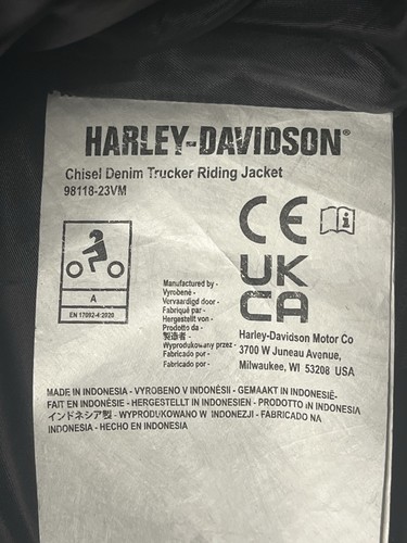 Harley Davidson Chisel Denim Trucker Riding Jacket Men's 2XL Black Motorcycle Item image 5