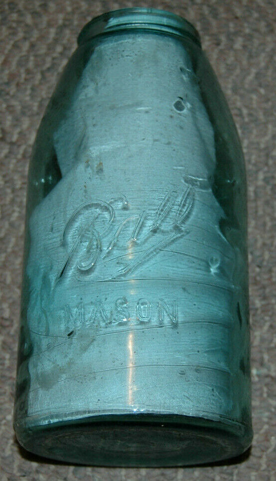 Primary image for Vintage Early Ball Mason Jar Blue Aqua #54 Swirl & Bubble 5-4   9" Tall
