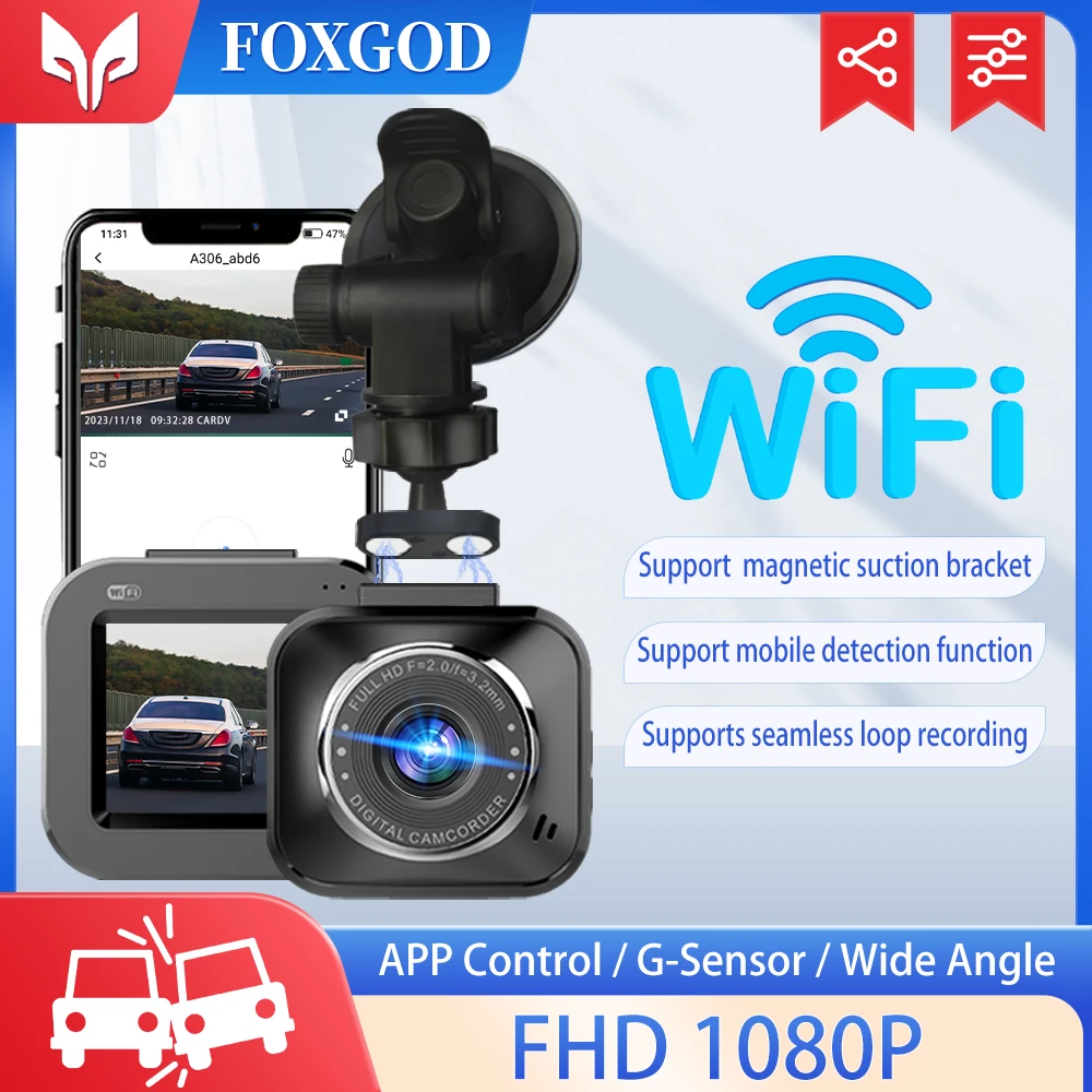 Car DVR Dash Cam WiFi FHD1080P Drive Video Recorder Dashboard Camera Par... - £24.22 GBP+