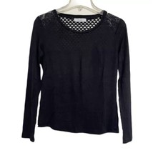 Sandro Paris Linen Laser-Cut Lace Top Size Small 1 Black Punk Indie Slea... - $736.37 MXN