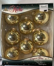 Vintage Christmas by Krebs Tiffany Gold Crown Glass Christmas Ornaments Set of 8 - £7.86 GBP