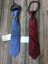 Lof of 2 Brand New C.I.T.Y. STREETS Boy&#39;s Zip On Neckties Blue and Wine - £11.78 GBP