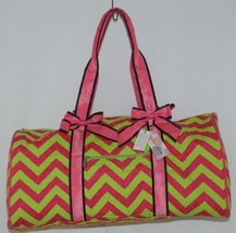 Rosen Blue  CC703 Fuchsia Lime Chevron Pattern Duffle Bag - £20.44 GBP