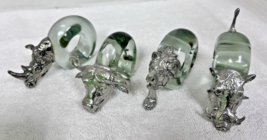 Makoulpa Pewter Ngwenya Glass Animals Napkin Rings Lion Rhino Wart Hog W... - $148.50