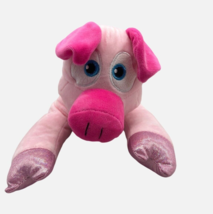 Soft Pink Cute Blue Eyed Pig 16&quot; Plush  Sparkly Hooves Farm Animal Stuffed Anima - £10.29 GBP