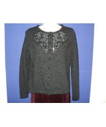 Cynthia Rowley Size M Medium Cardigan Sweater Gray Italian Merino Wool B... - £9.52 GBP