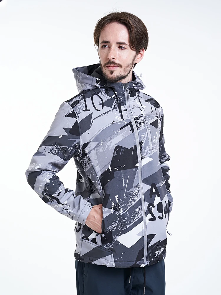 Spring Autumn Soft Fleece Jacket Men Hooded Waterproof and Windbreaker Warm Coat - £157.79 GBP