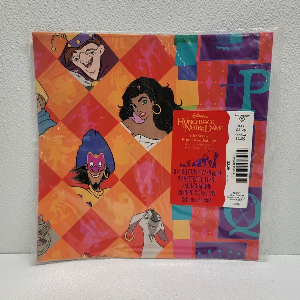 Vintage Disney Hunchback of Notre Dame Gift Wrap 8 1/3 Sq Ft- Brand New NOS - $7.52