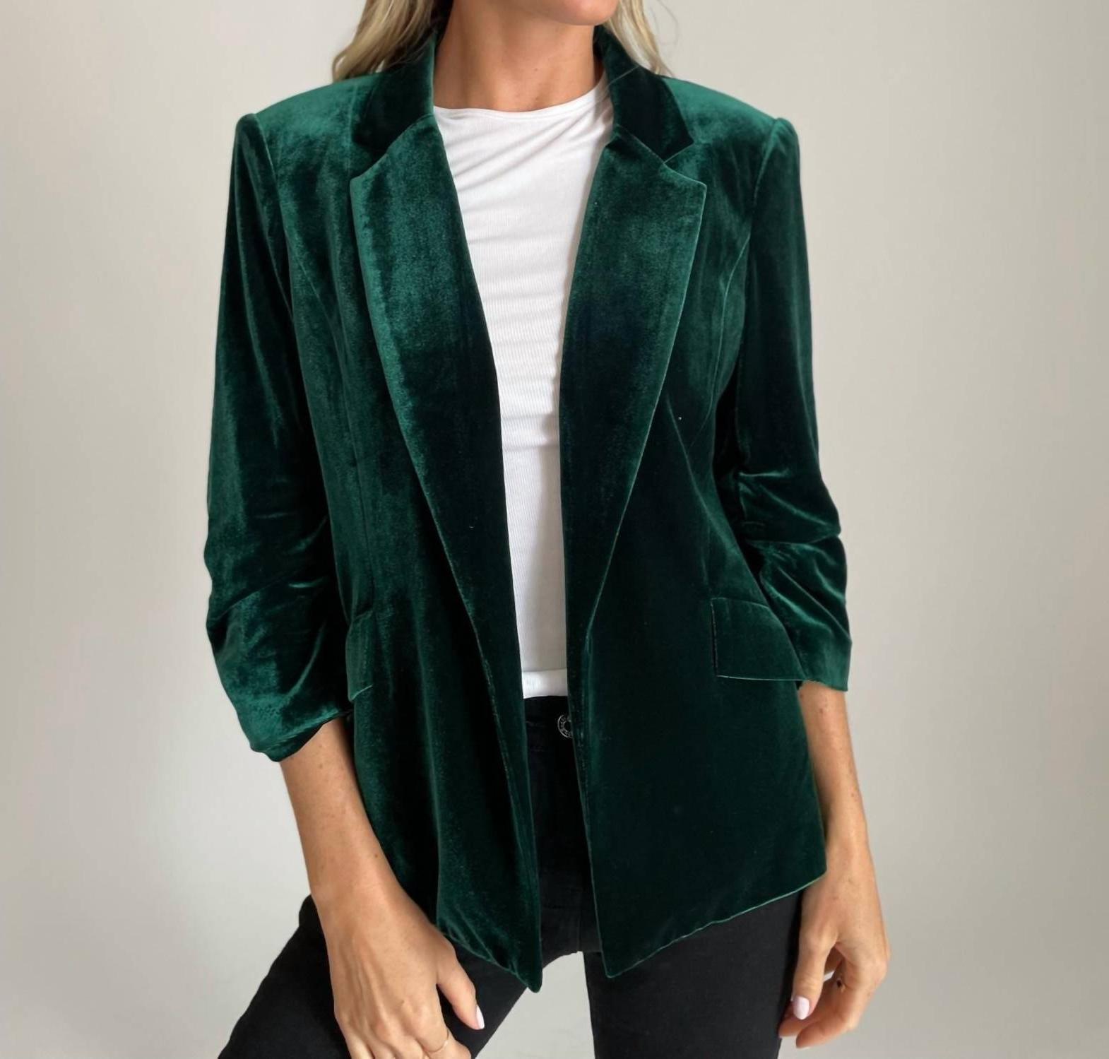 Six/fifty Cam Velvet Cinched Sleeve Blazer Size M - $47.52