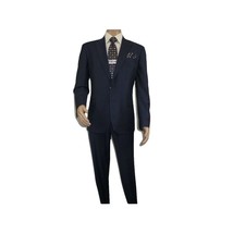 Men Suit BERLUSCONI Turkey 100% Soft Italian Wool Super 180's #Ber28 Navy Blue image 2