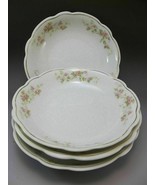 MZ Austria Low Soup Bowls Porcelain Dinnerware Pink Roses Lot 4 Sm Servi... - £15.56 GBP