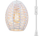 Plug In Pendant Light, Hanging Lights With Plug In Cord, Rattan Hanging ... - £51.90 GBP