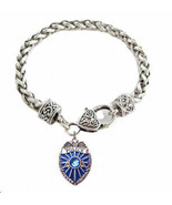 Ladies Police Officer Wife Thin Blue Line Badge Silver Charm Bracelet Gift - £7.92 GBP