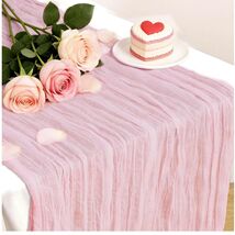 Soft &amp; Lightweight 10 FT Pink Cheesecloth Table Runner for Festive Gathe... - $17.77