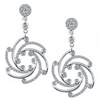 0.80 Carati Diamante Pendente Whirlwind Orecchini 14k Oro Bianco Donna P... - $22,280.06 MXN