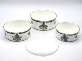 NIKKO Christmas Set of 3 XMAS Storage Bowls In Original Box 1 Lid FAST S... - $16.99