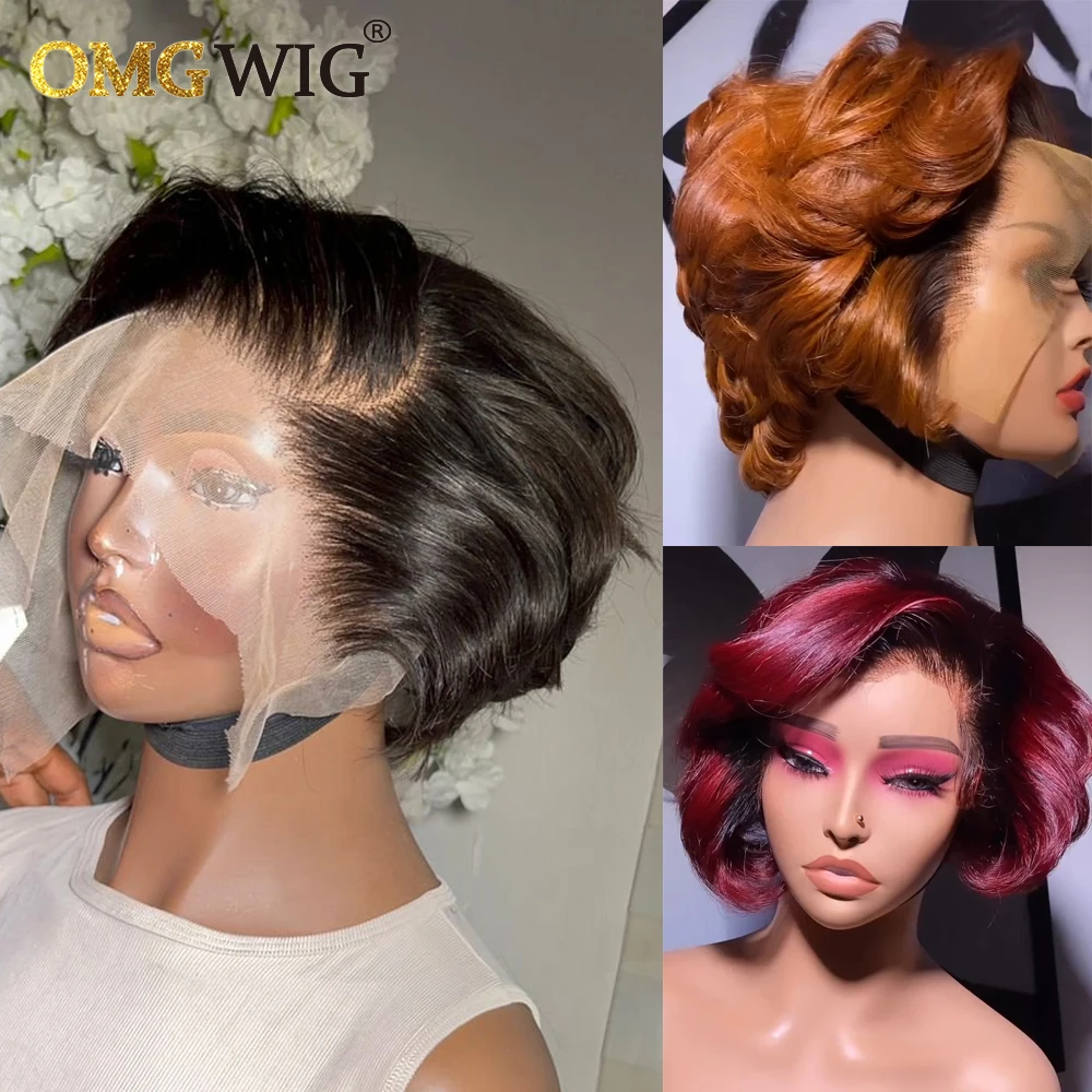 99J 13x4 Lace Frontal Wig Brazilian Remy Human Hair Wigs For Women Ginger Bro - £64.59 GBP