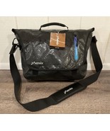 Rare Phenix Messenger Bag Seam Sealed Black Patterned Weatherproof Mediu... - $108.44 CAD