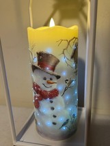 New Open Candle Lantern with snowman led Pillar Candle image 2