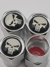 Set of 4 Chrome  Punisher Tire Valve Stem Caps For Car, Standard Fitting... - $6.75