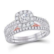 14kt Two-tone Gold Round Diamond Bridal Wedding Ring Set 1 Ctw (Certified) - £1,548.00 GBP