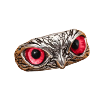 Vintage Alloy Adjustable Owl Ring  - New - Red Eyes - £10.35 GBP