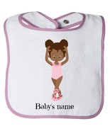 African American Personalized Name Ballerina Dancer Monogram Baby Bib - $13.00