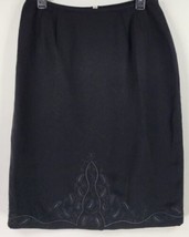 Worthington Skirt Womens 10 Black Paisley Embroidered Pattern Pencil Kne... - £18.96 GBP