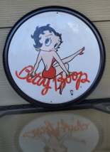 Betty Boop ROUND TIN SIGN vintage 50s style metal home bar diner wall decor sexy - £10.89 GBP