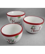 Everyday White Porcelain 3 Christmas Holiday Candy Serving Bowls Merry N... - £16.35 GBP