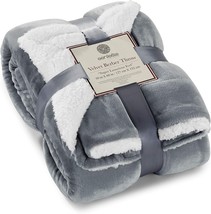 Genteele Sherpa Blanket - 50 X 60 Inch Fuzzy, Super Soft Throw, Gray/White - £41.40 GBP