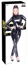 BlackLevel Vinyl Jumpsuit Black Figure-Hugging Cut Long Sleeves and Long Legs - £95.27 GBP
