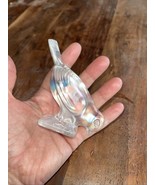Bird Clear Art Glass Iridescent Paperweight Decorative Figurine 3” Tall - $17.91 CAD