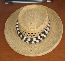 Straw Hat Beige with Seashells On Band 6⅞ Unisex - £17.23 GBP
