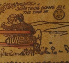 Leather Postcard Romantic Couple Park Bench Anthropomorphic Sun Robbins Unused - £34.21 GBP