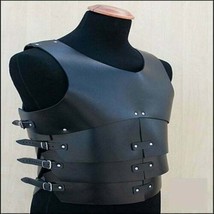 Mens Real Black Genuine Leather Body Armour Veteran Warrior Cosplay Corset LARP - £140.60 GBP