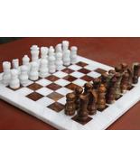 Handmade White Brown Marble Chess Board Classic Strategy Game Set, 8*8 I... - £181.73 GBP