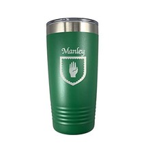 Manley Irish Coat of Arms Stainless Steel Green Travel Tumbler - £22.15 GBP