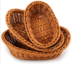 Nesting Wicker Baskets Woven Kitchen for Home Decor Serving Food Oval 3 ... - $15.40