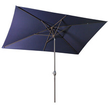 Rectangular Patio Umbrella 6.5 ft. x 10 ft. with Tilt, Crank and 6 Sturdy Ribs - £90.39 GBP