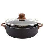 9.0Qt Black Stone Aluminum Speckled Nonstick Caldero with Glass Lid &amp; Wo... - $54.72