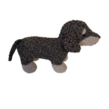 Aurora Fabbies Plush Stuffed Toy Animal Sausage Dog Gray Wool Soft Black Eyes - £9.40 GBP
