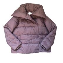 Banana Republic Womens Short Duvet Puffer Coat Dried Berry Size XS NWT - $56.99