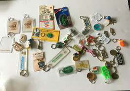 Vintage keyring keychain lot advertising travel souvenier key tags bottl... - $25.69