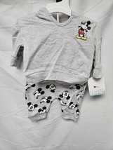 Disney Baby 0-3 Months Mickey Mouse Gray Hoodie w/Ears and Jogger Pants Set NEW image 2