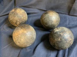 4 Vintage Wood Bocce Skee Carnival Game Balls  3.5” - £55.86 GBP