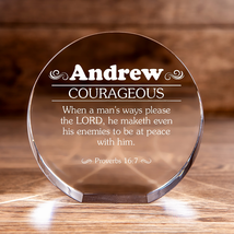 Personalized Christian Gift: Bible Verse Round Crystal Puck Crystal with... - $55.09