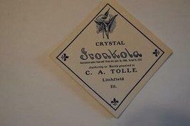 Crystal Iron Kola  Label C.A. Tolle Litchfield ILL Vintage 1906 on it  .... - $7.00