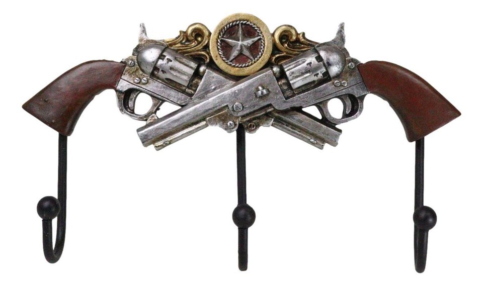 Rustic Western Old World Dual Six Shooter Gun Pistols With Lone Star 3 P... - $24.99