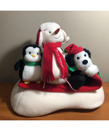 Hallmark Jingle Pals Snowman Sleigh Ride Musical Animated Sled Penguin D... - $17.82